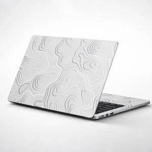 Minimal White Topographic Abstract Design Laptop Skin - View 1