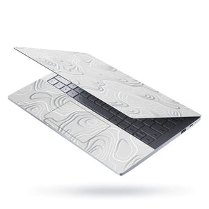 Minimal White Topographic Abstract Design Laptop Skin - View 3