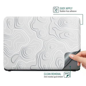 Minimal White Topographic Abstract Design Laptop Skin - View 4