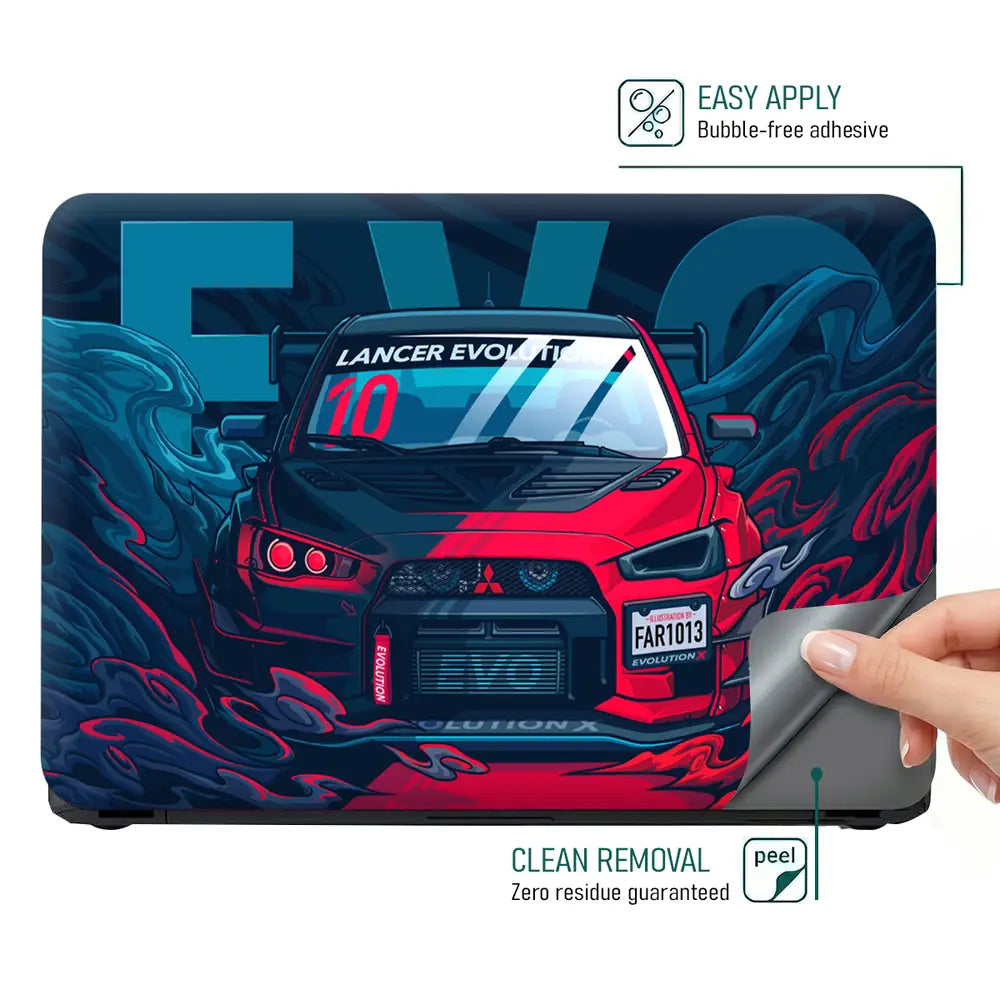 Mitsubishi Lancer EVO RedGlow Laptop Skin - View 4