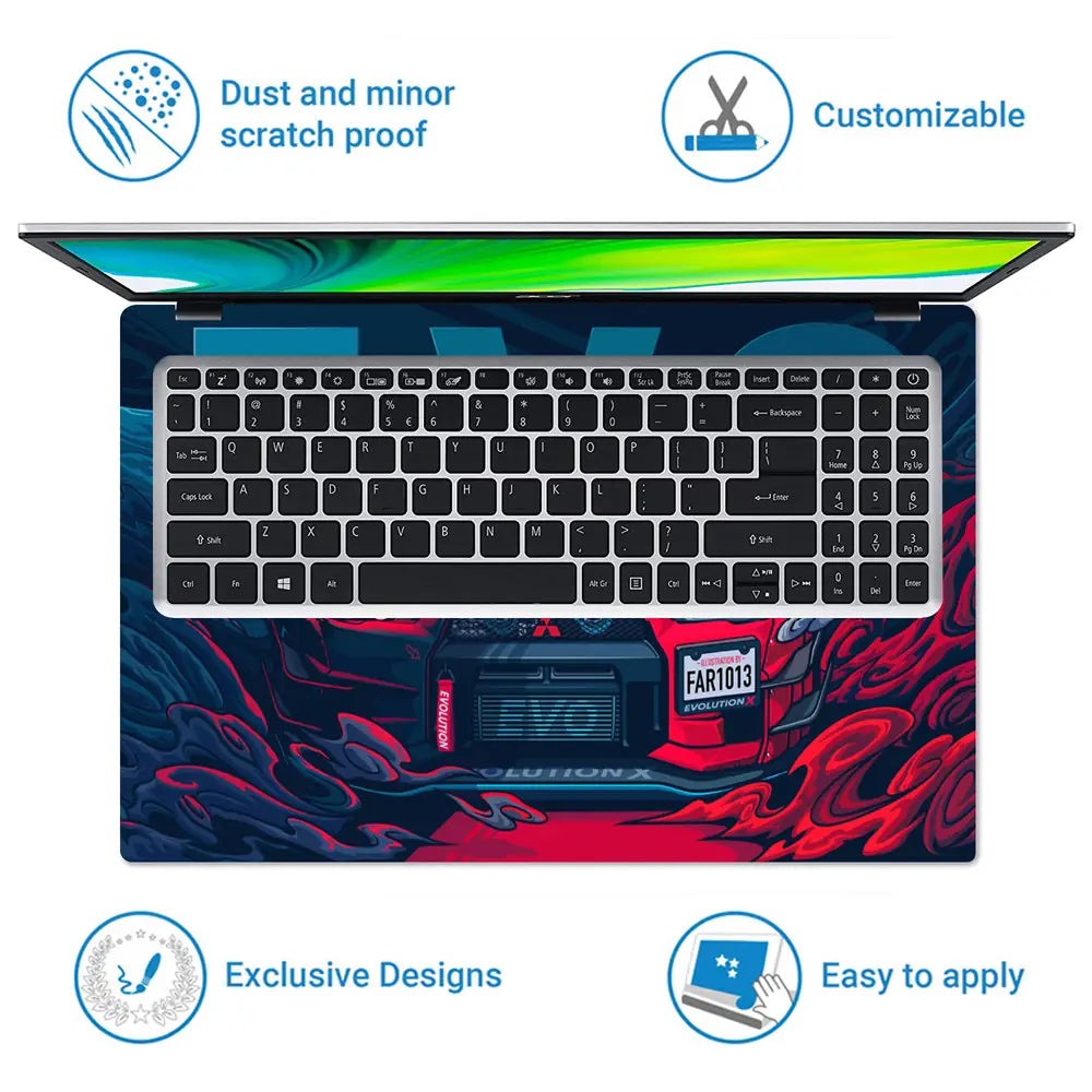 Mitsubishi Lancer EVO RedGlow Laptop Skin - View 5