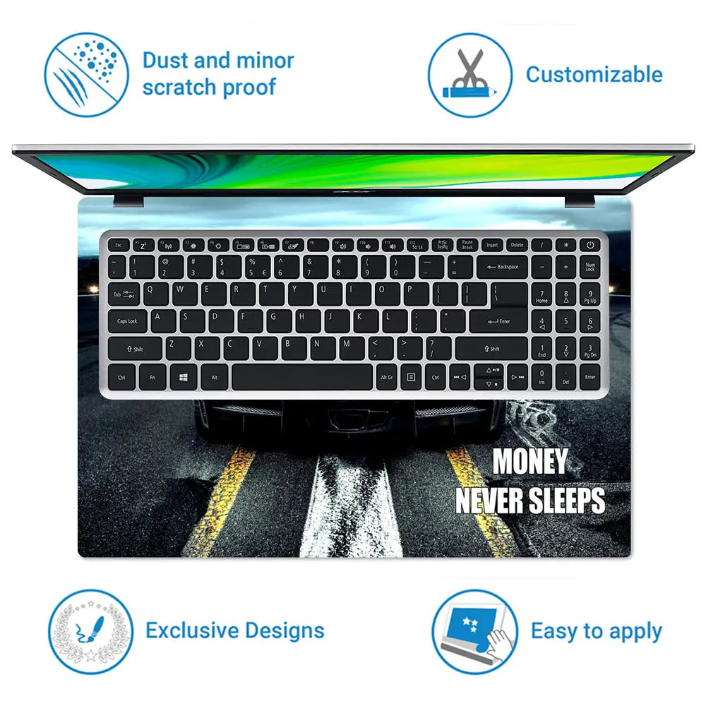 Money Never Sleeps Mansory Car Design Laptop Skin - View 5