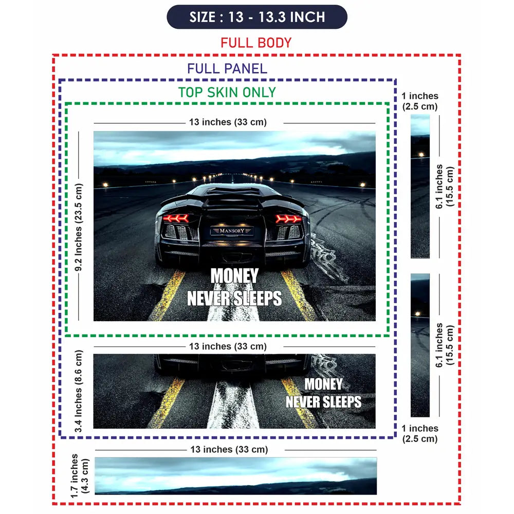 Money Never Sleeps Mansory Car Design Laptop Skin - View 6