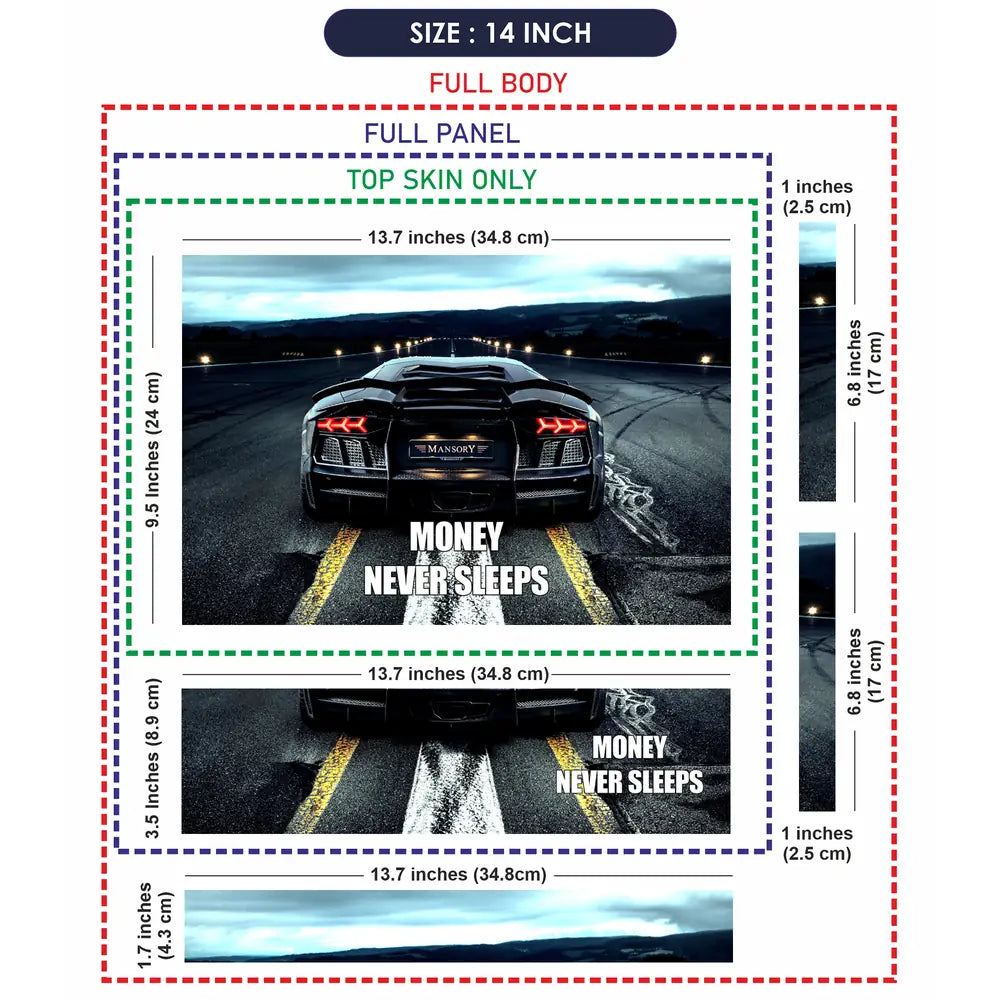 Money Never Sleeps Mansory Car Design Laptop Skin - View 7