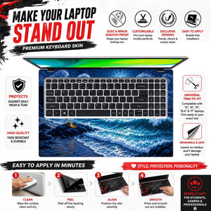 Moonlit Shore Campfire Swirls Laptop Skin - View 5