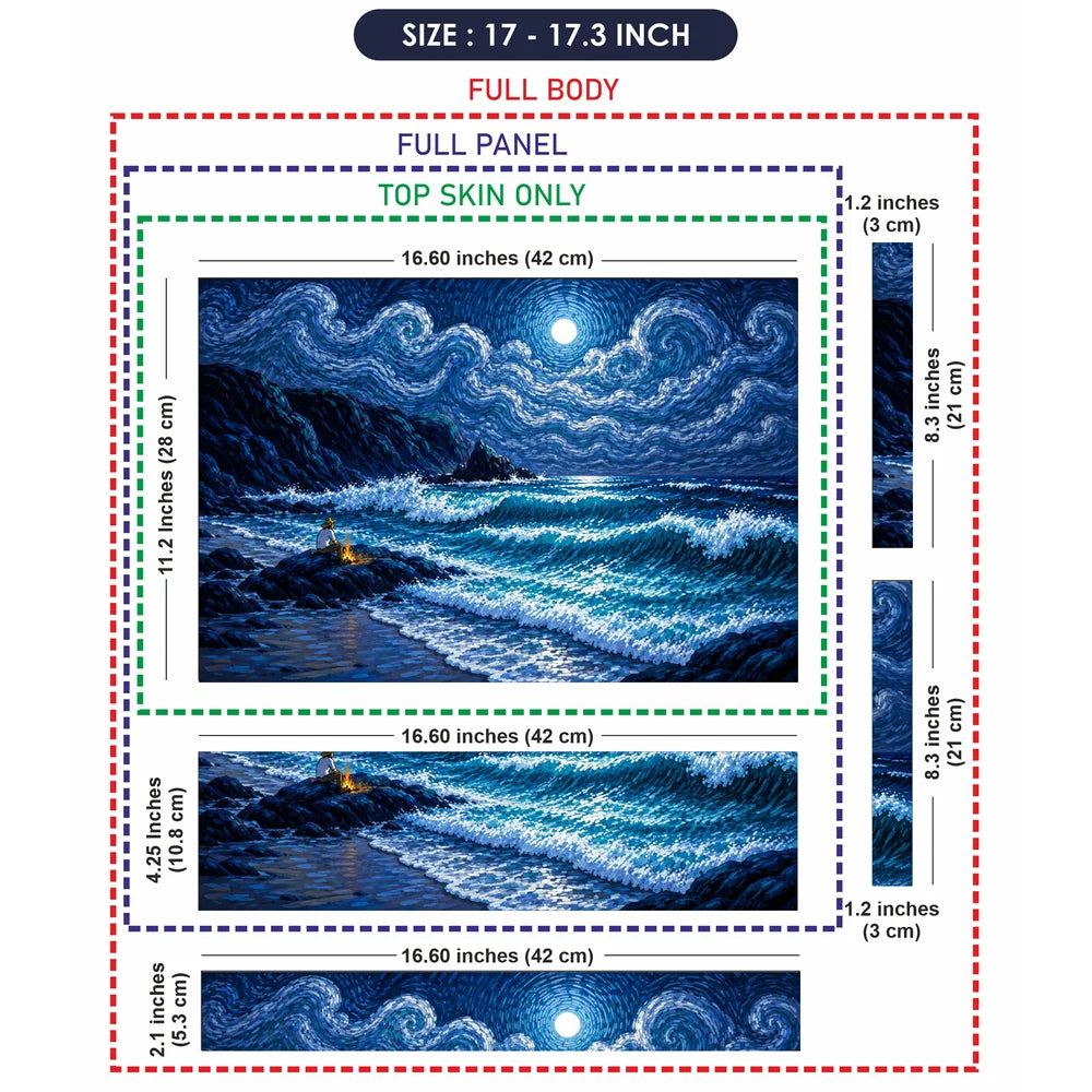 Moonlit Shore Campfire Swirls Laptop Skin - View 9