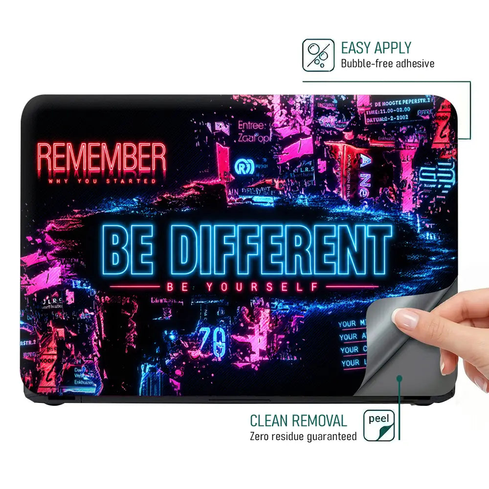 Motivation Be Different Neon Pink Laptop Skin - View 4