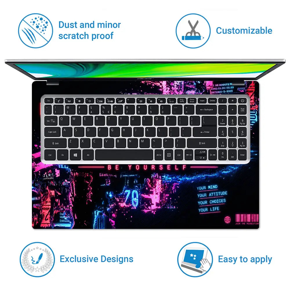 Motivation Be Different Neon Pink Laptop Skin - View 5