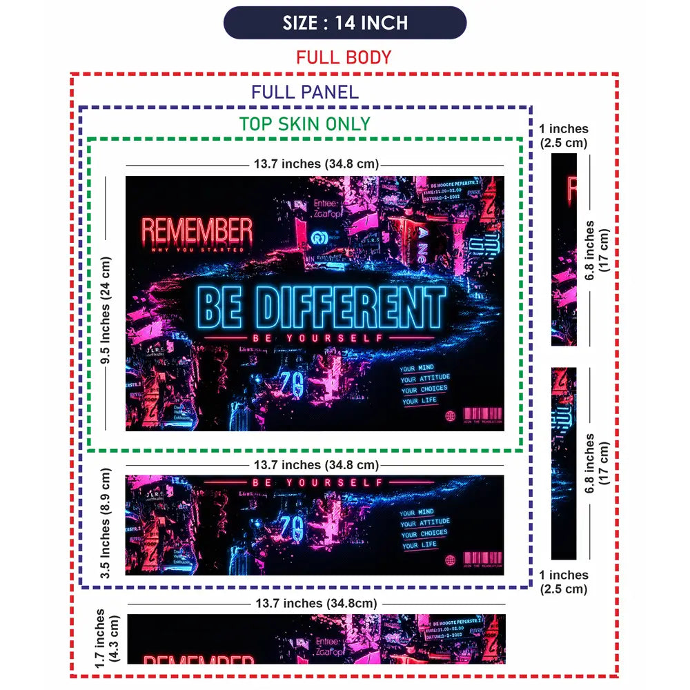 Motivation Be Different Neon Pink Laptop Skin - View 7