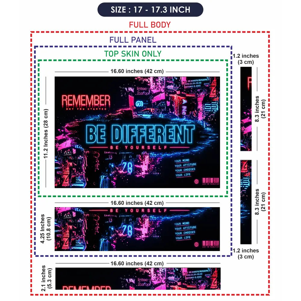 Motivation Be Different Neon Pink Laptop Skin - View 9