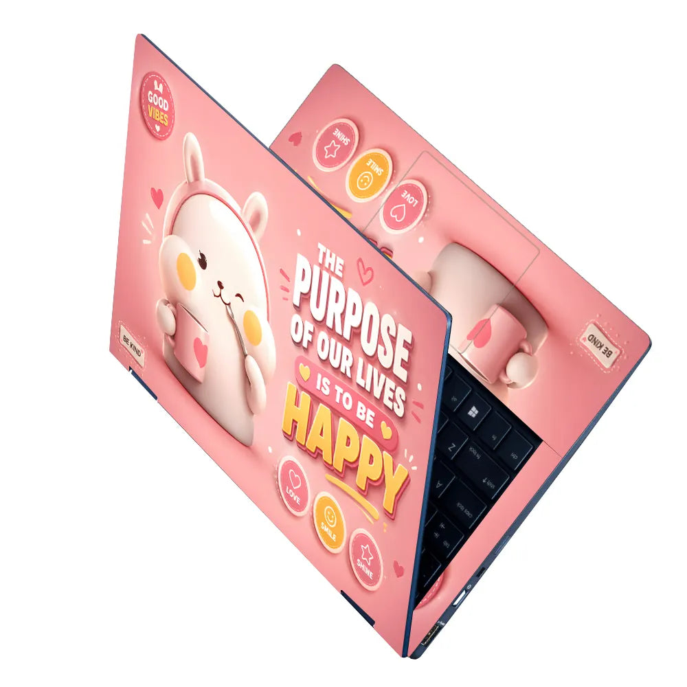 Motivation Bunny Purpose Of Lives Happy Laptop Skin - View 2