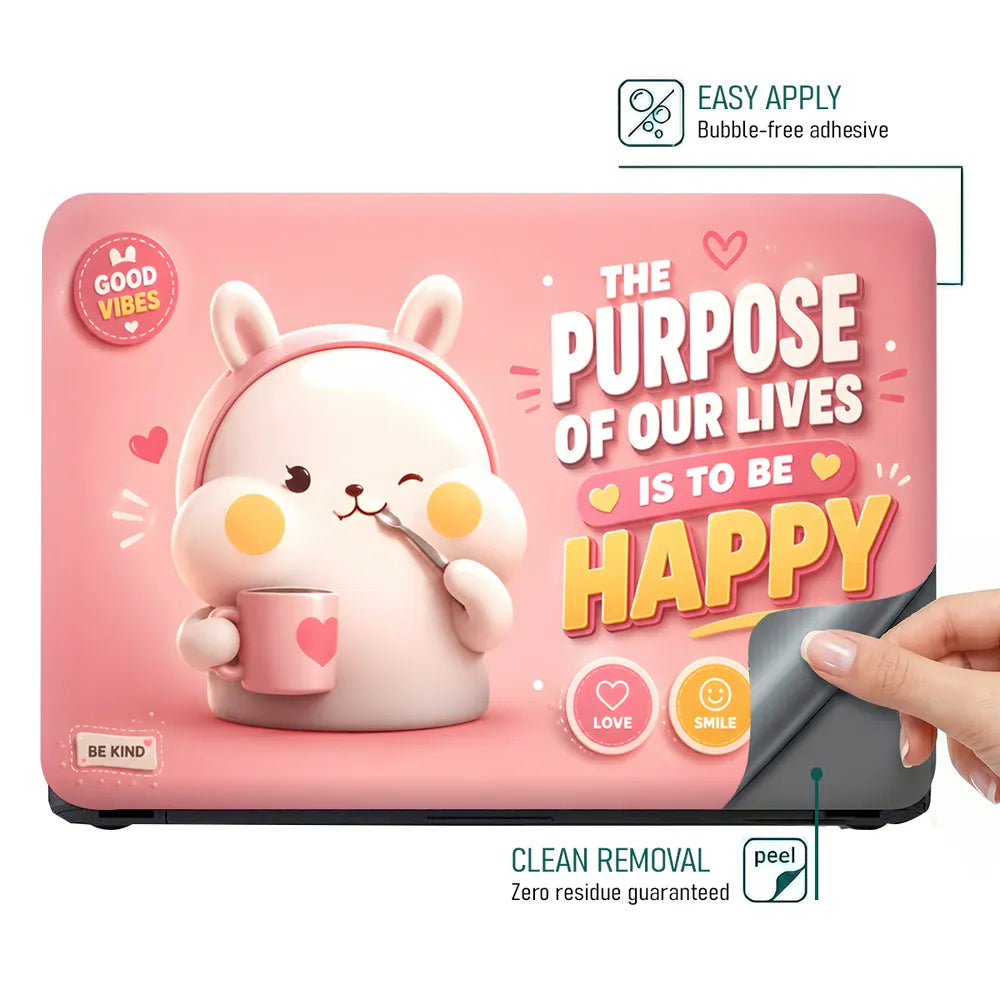 Motivation Bunny Purpose Of Lives Happy Laptop Skin - View 4