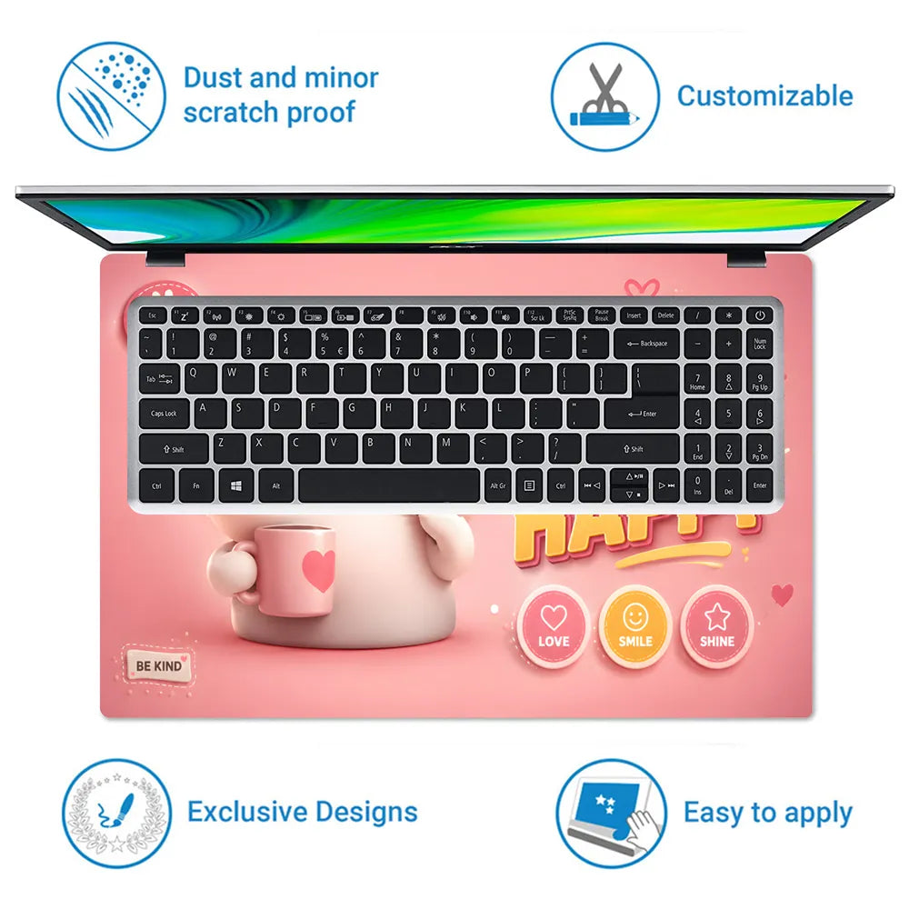 Motivation Bunny Purpose Of Lives Happy Laptop Skin - View 5