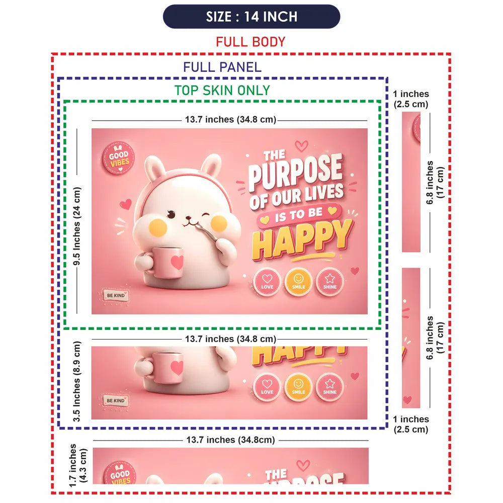 Motivation Bunny Purpose Of Lives Happy Laptop Skin - View 7