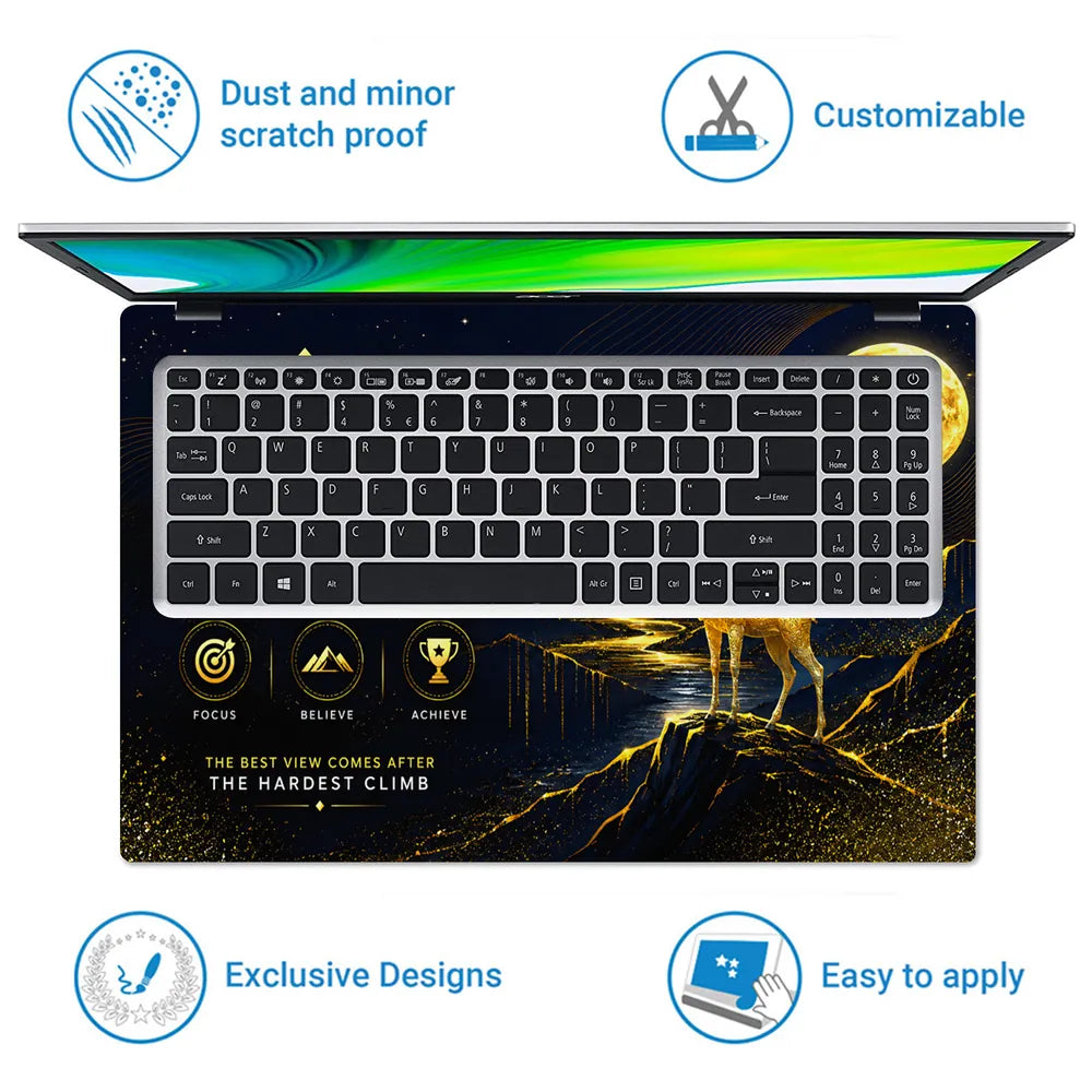 Motivation Deer Dream Believe Achieve Moon Laptop Skin - View 5