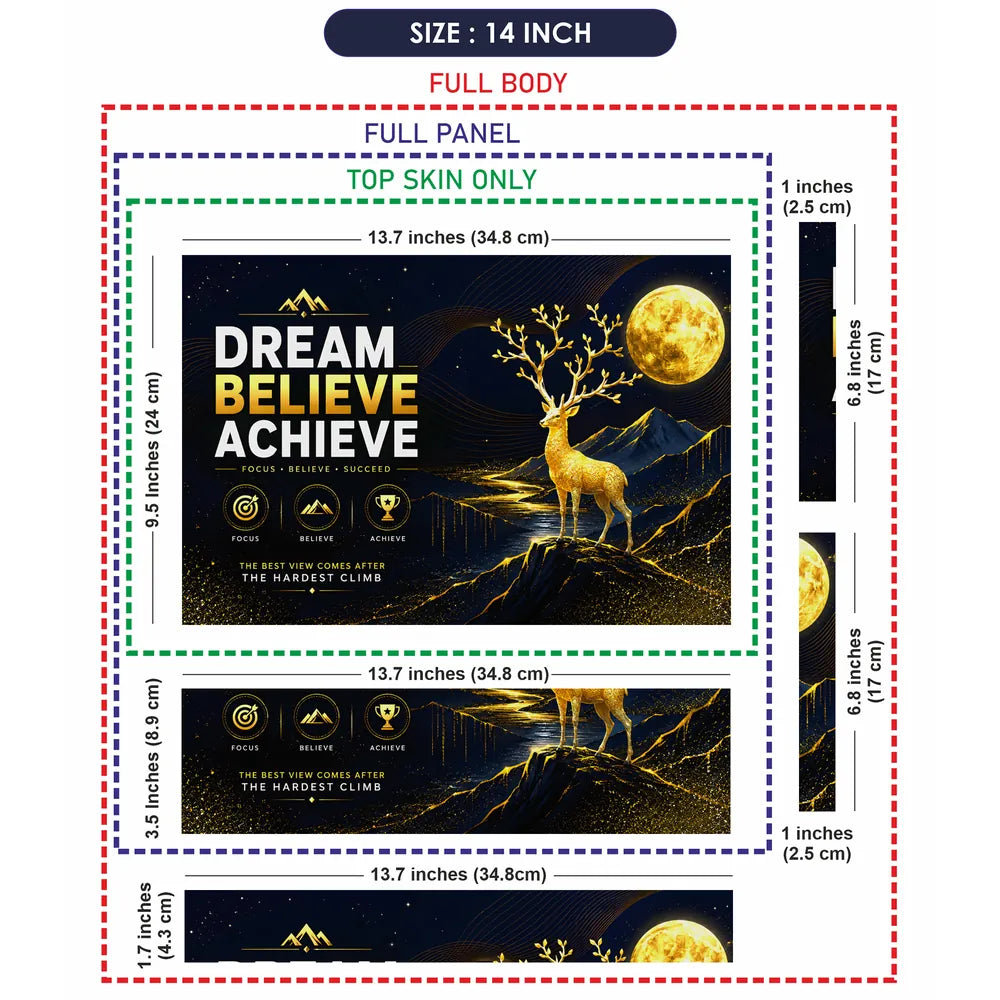 Motivation Deer Dream Believe Achieve Moon Laptop Skin - View 7