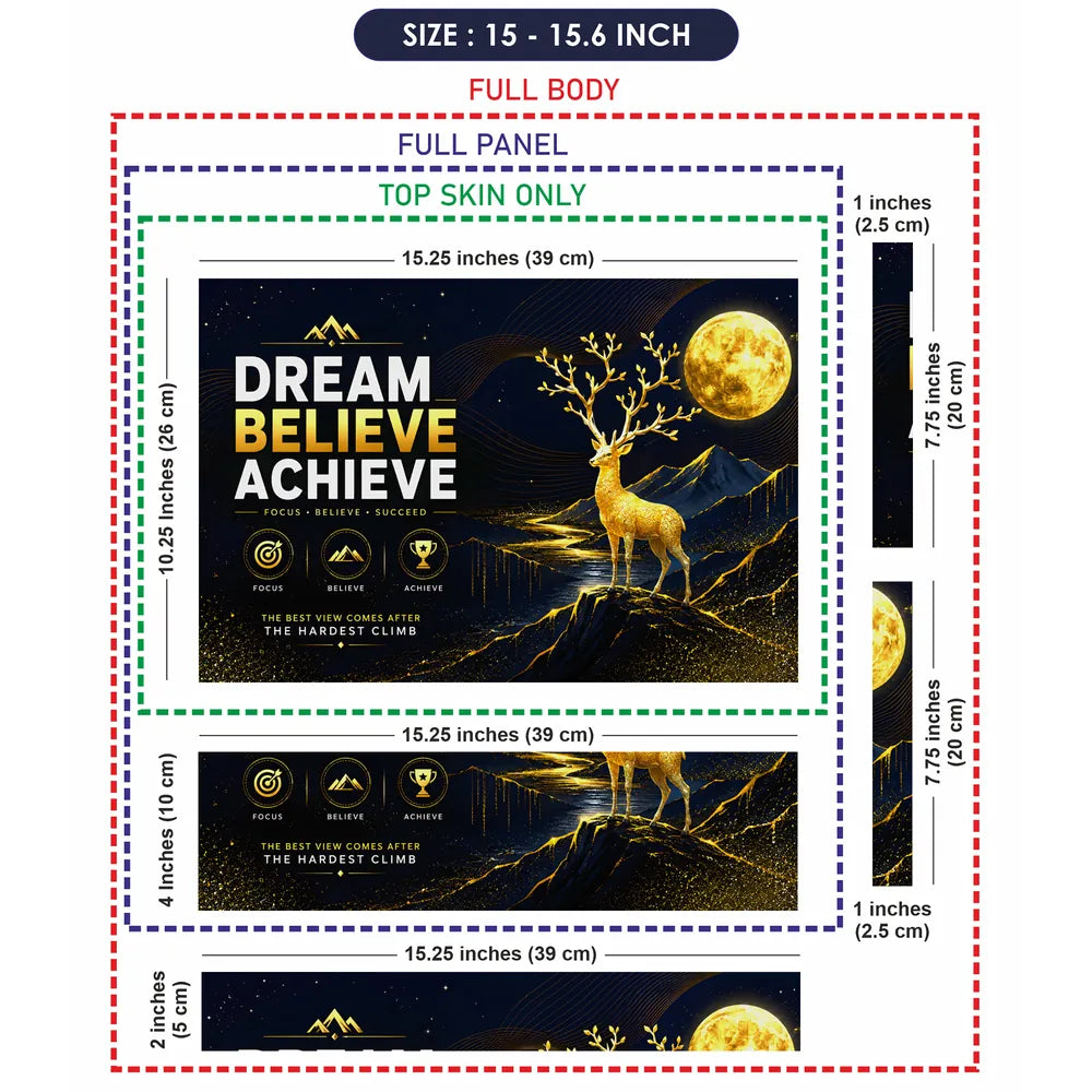 Motivation Deer Dream Believe Achieve Moon Laptop Skin - View 8