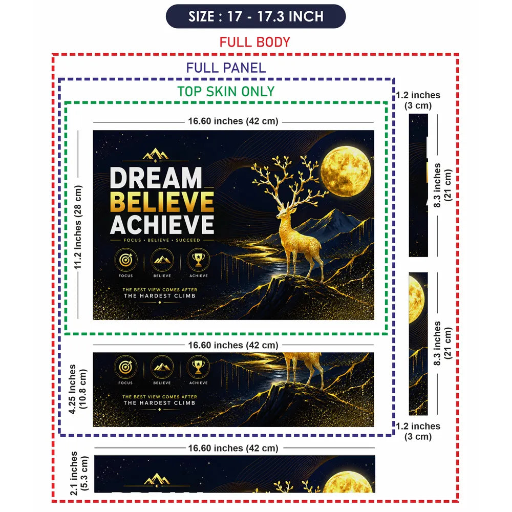 Motivation Deer Dream Believe Achieve Moon Laptop Skin - View 9