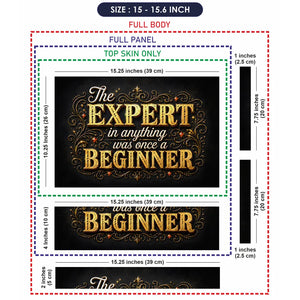 Motivation Expert Beginner Typography Gold Laptop Skin - View 8
