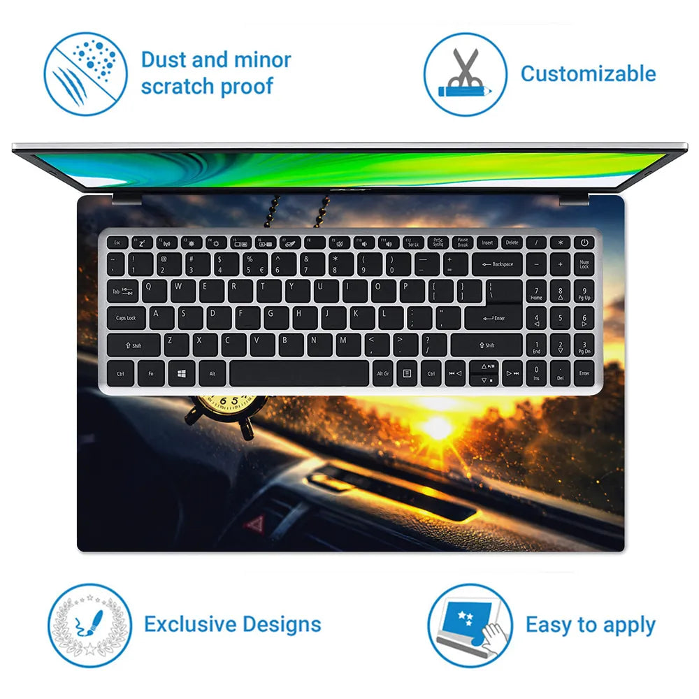 Motivation Pain Strength Clock Sunset Laptop Skin - View 5