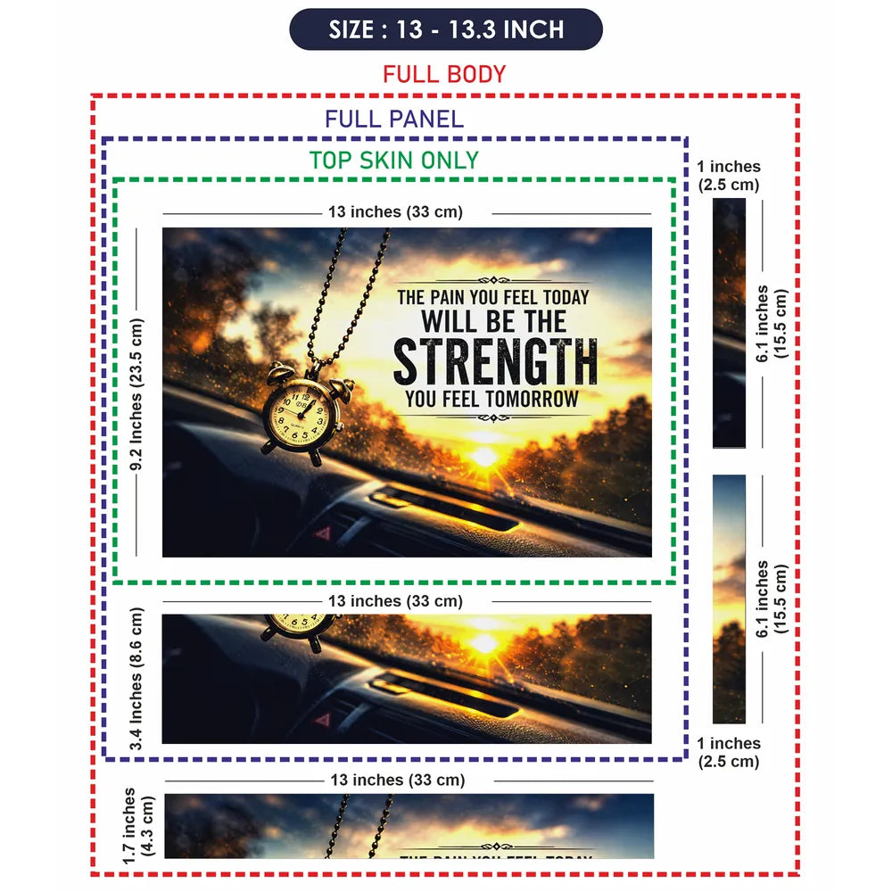Motivation Pain Strength Clock Sunset Laptop Skin - View 6
