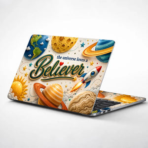 Motivation The Universe Loves a Believer Cosmic Script Laptop Skin - View 1