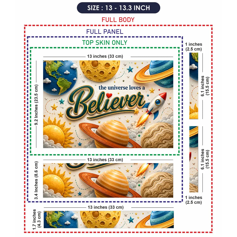 Motivation The Universe Loves a Believer Cosmic Script Laptop Skin - View 6