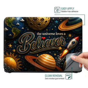 Motivation Universe Loves Believer Planets Rocket Laptop Skin - View 4