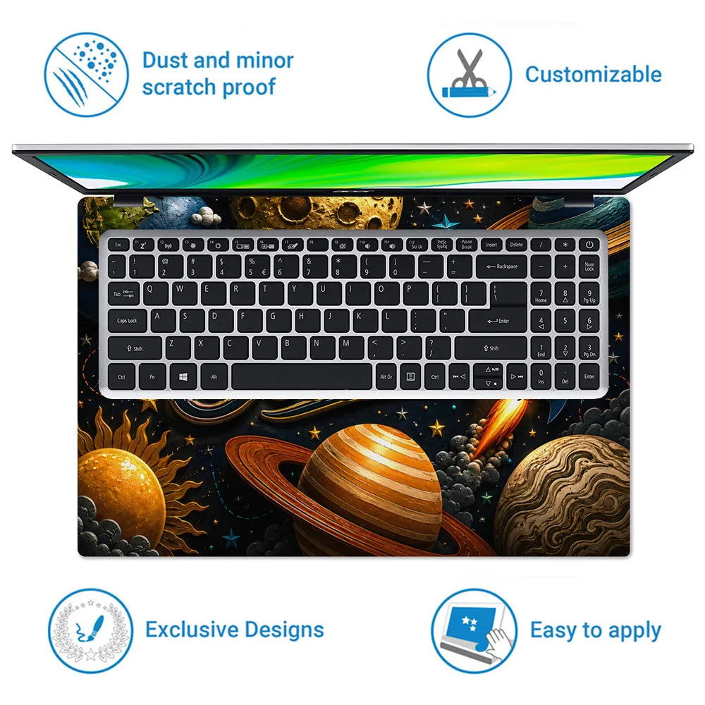 Motivation Universe Loves Believer Planets Rocket Laptop Skin - View 5