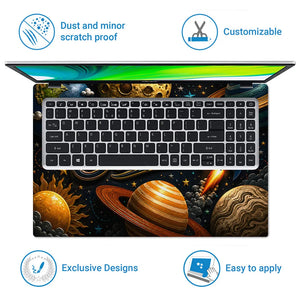 Motivation Universe Loves Believer Planets Rocket Laptop Skin - View 5