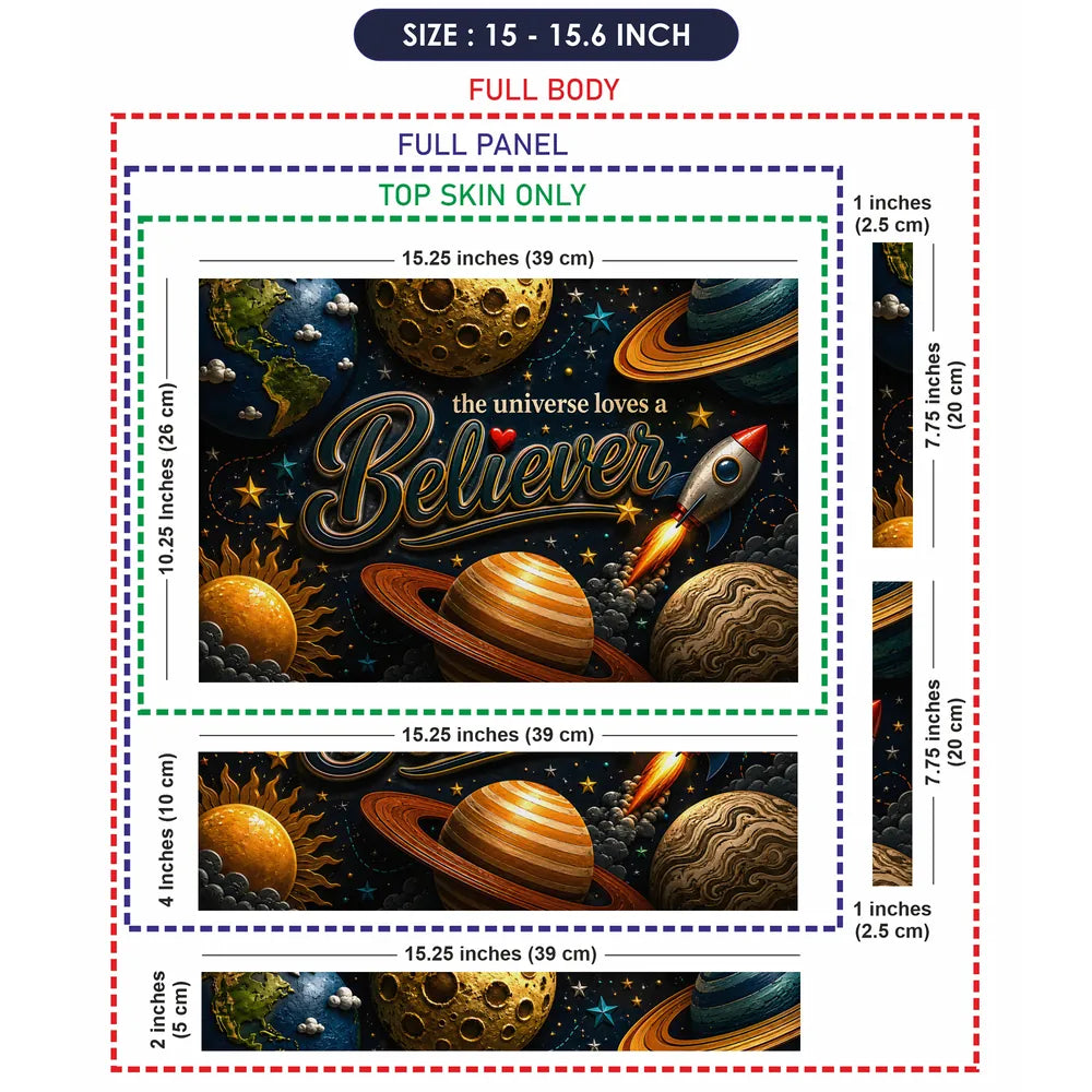 Motivation Universe Loves Believer Planets Rocket Laptop Skin - View 8