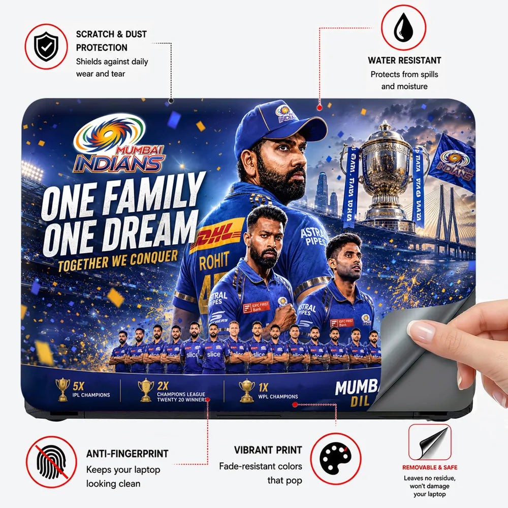 Mumbai Indians One Family Dream Laptop Skin - View 4