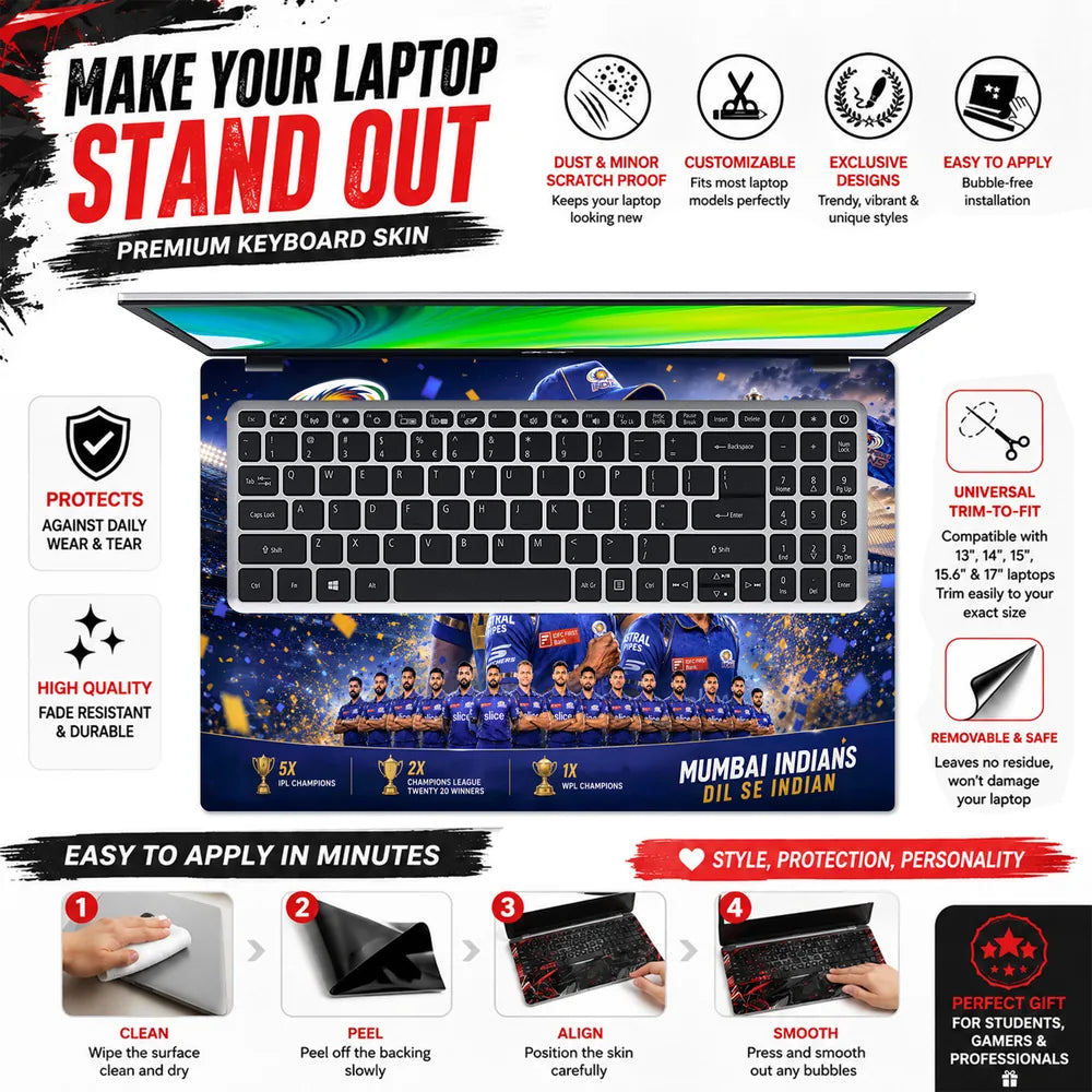 Mumbai Indians One Family Dream Laptop Skin - View 5