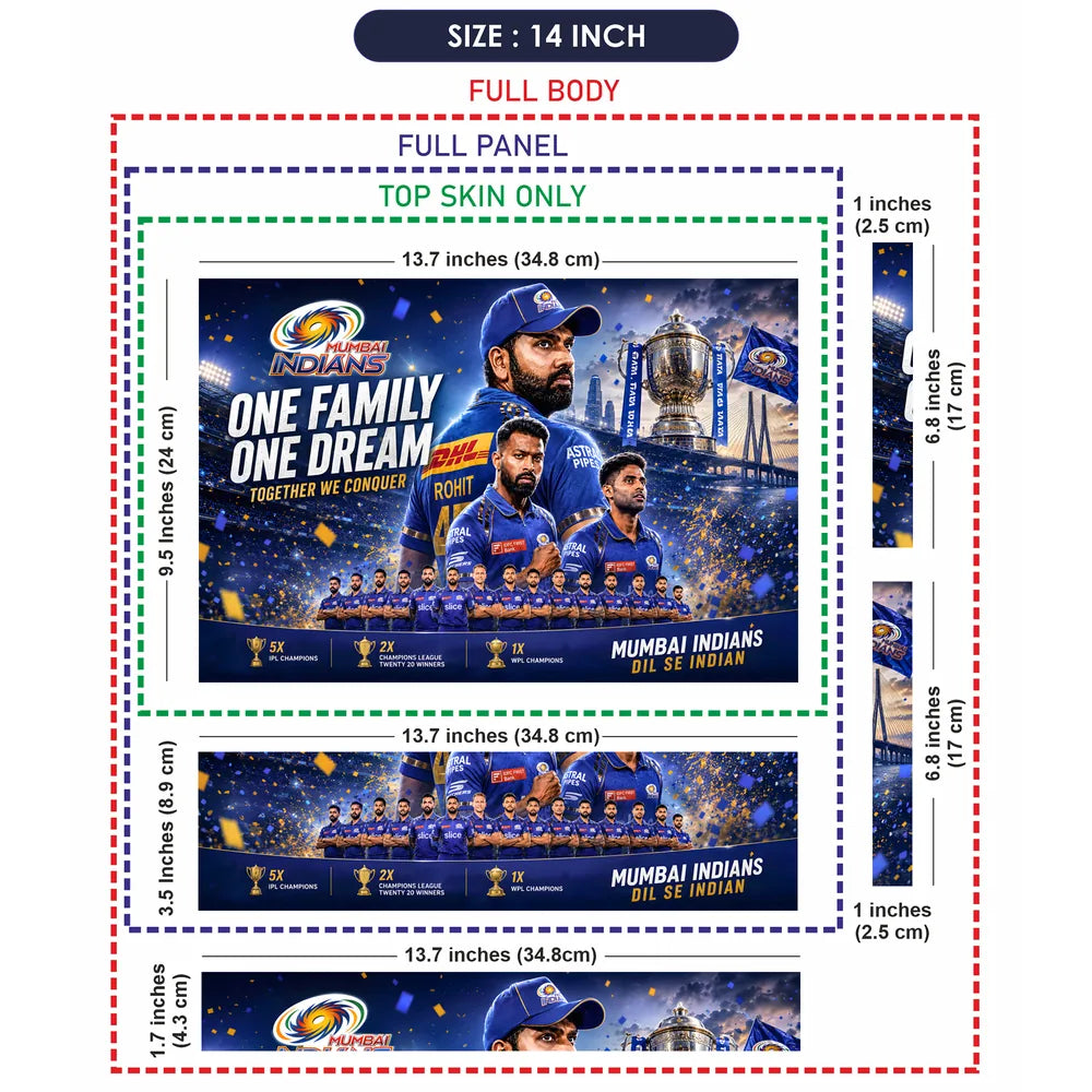 Mumbai Indians One Family Dream Laptop Skin - View 7