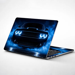 Muscle Car Blue Halo Front Laptop Skin - View 1
