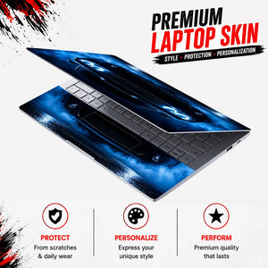 Muscle Car Blue Halo Front Laptop Skin - View 3