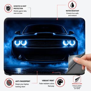 Muscle Car Blue Halo Front Laptop Skin - View 4