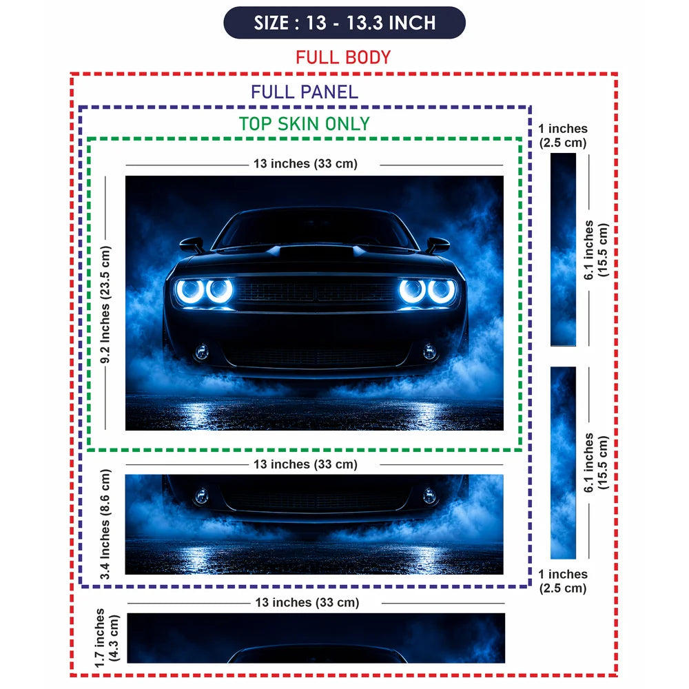 Muscle Car Blue Halo Front Laptop Skin - View 6