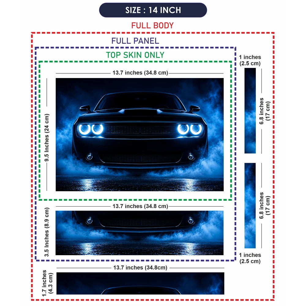 Muscle Car Blue Halo Front Laptop Skin - View 7