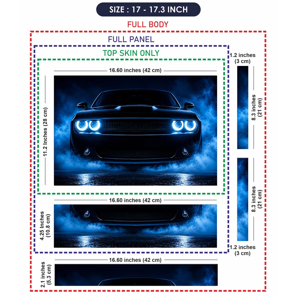 Muscle Car Blue Halo Front Laptop Skin - View 9