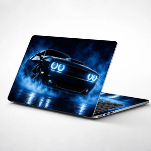 Muscle Car Blue Halo Side Laptop Skin - View 1