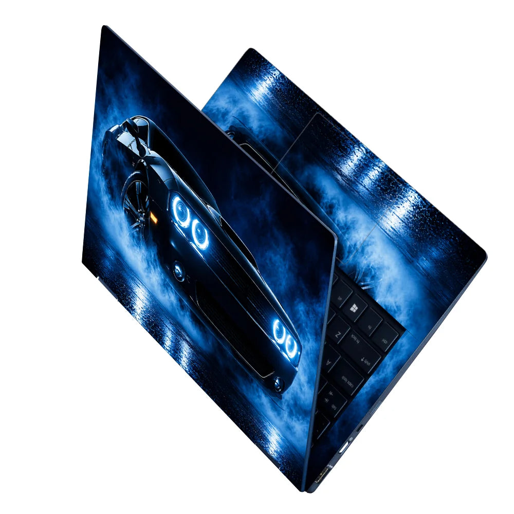Muscle Car Blue Halo Side Laptop Skin - View 2