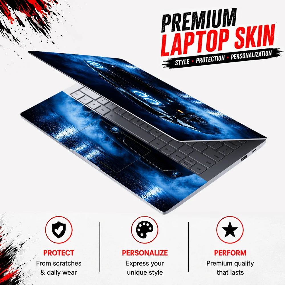Muscle Car Blue Halo Side Laptop Skin - View 3