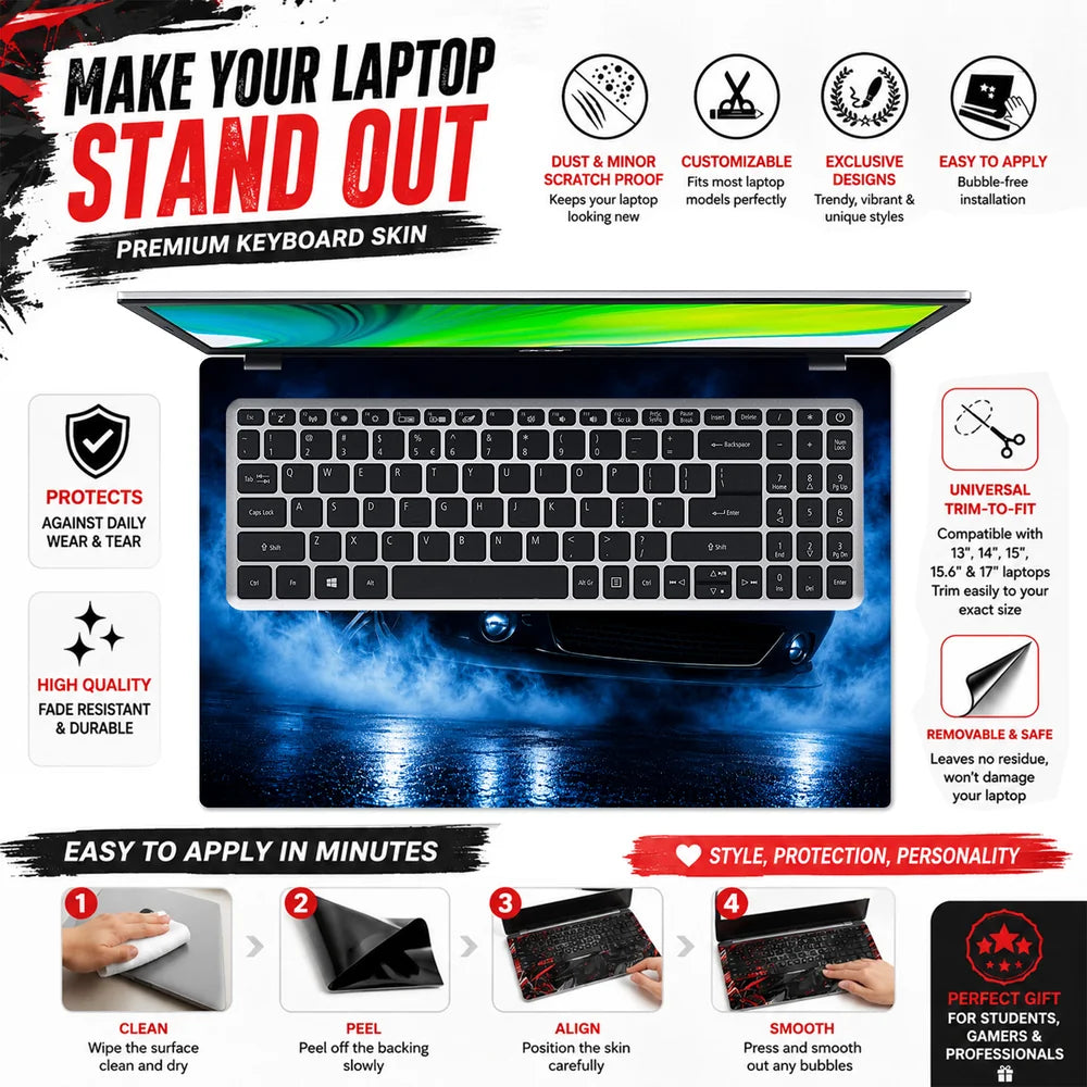 Muscle Car Blue Halo Side Laptop Skin - View 5