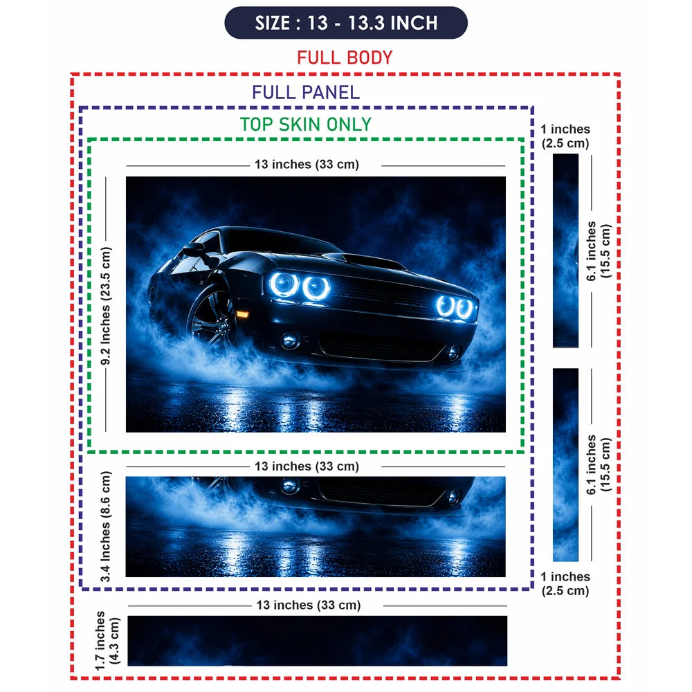 Muscle Car Blue Halo Side Laptop Skin - View 6