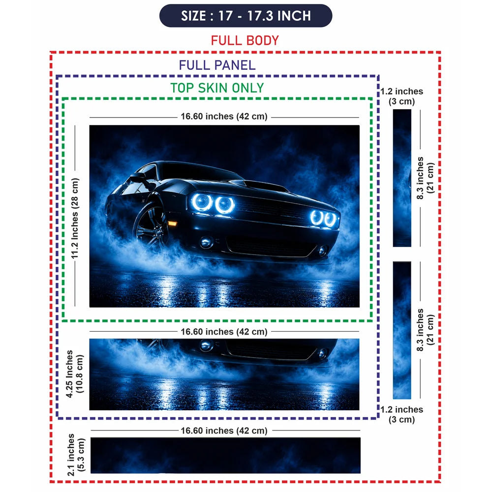 Muscle Car Blue Halo Side Laptop Skin - View 9