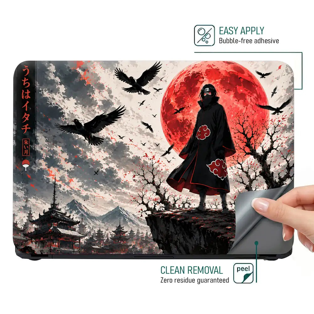 Naruto Itachi Ink Red Moon Laptop Skin - View 4