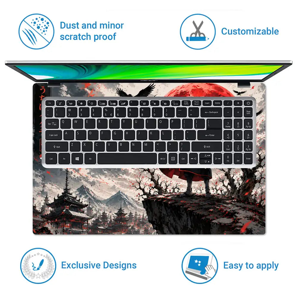 Naruto Itachi Ink Red Moon Laptop Skin - View 5
