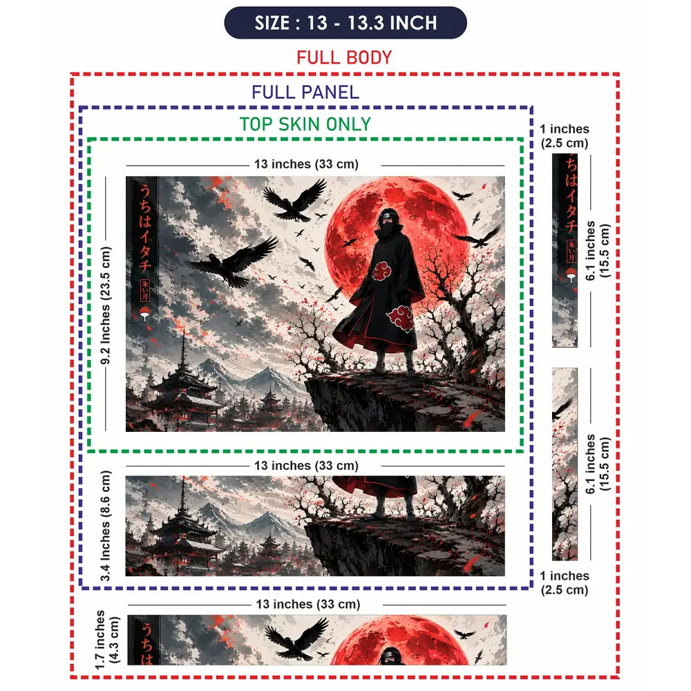 Naruto Itachi Ink Red Moon Laptop Skin - View 6