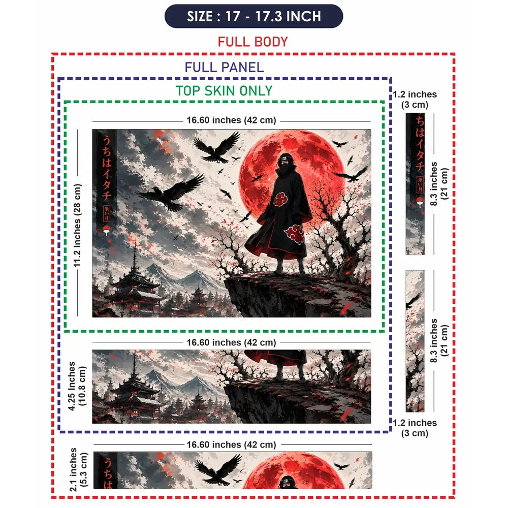 Naruto Itachi Ink Red Moon Laptop Skin - View 9